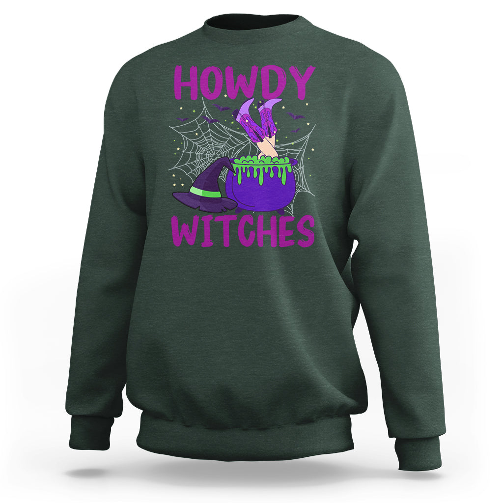 Halloween Witch Sweatshirt Howdy Witches Western Cowgirl - Wonder Print Shop