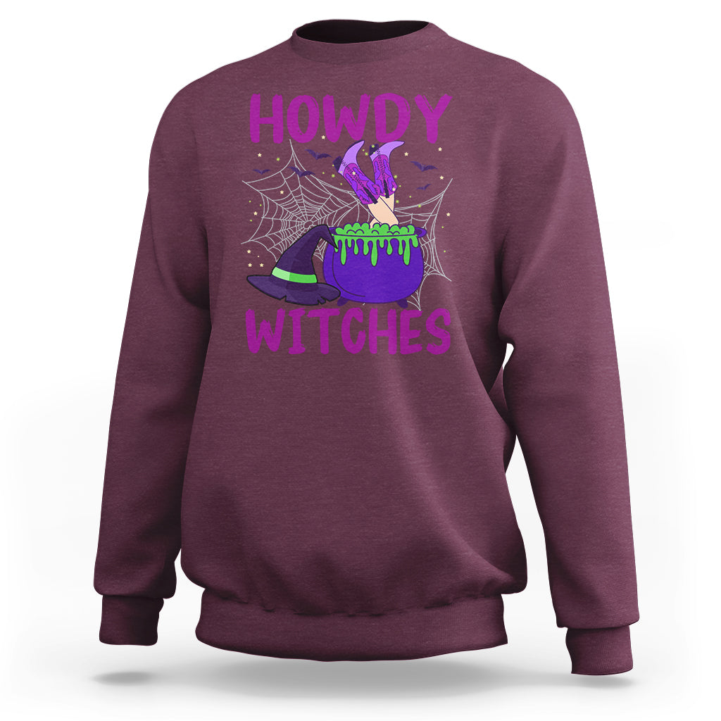 Halloween Witch Sweatshirt Howdy Witches Western Cowgirl - Wonder Print Shop