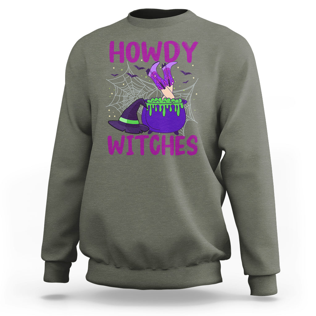 Halloween Witch Sweatshirt Howdy Witches Western Cowgirl - Wonder Print Shop