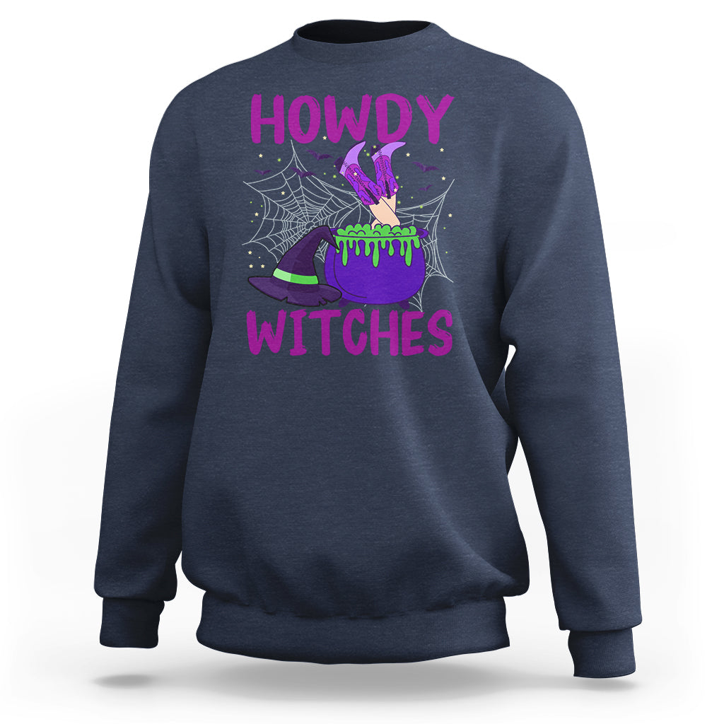 Halloween Witch Sweatshirt Howdy Witches Western Cowgirl - Wonder Print Shop