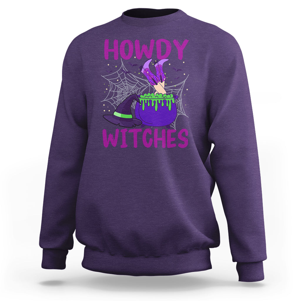Halloween Witch Sweatshirt Howdy Witches Western Cowgirl - Wonder Print Shop