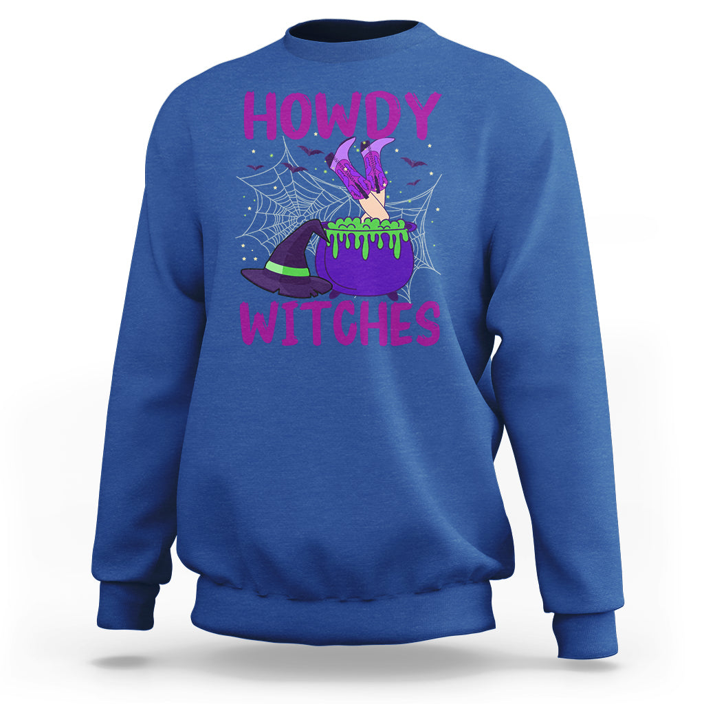 Halloween Witch Sweatshirt Howdy Witches Western Cowgirl - Wonder Print Shop