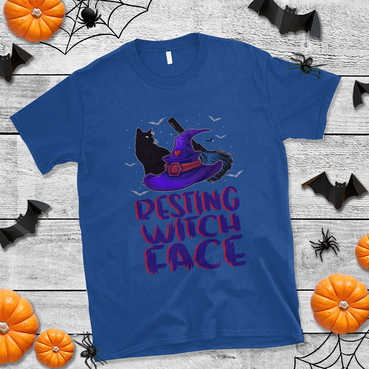 Funny Witch T Shirt Resting Witch Face With Black Cat - Wonder Print Shop