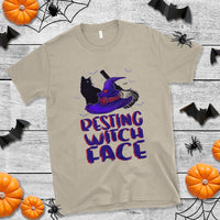 Funny Witch T Shirt Resting Witch Face With Black Cat - Wonder Print Shop