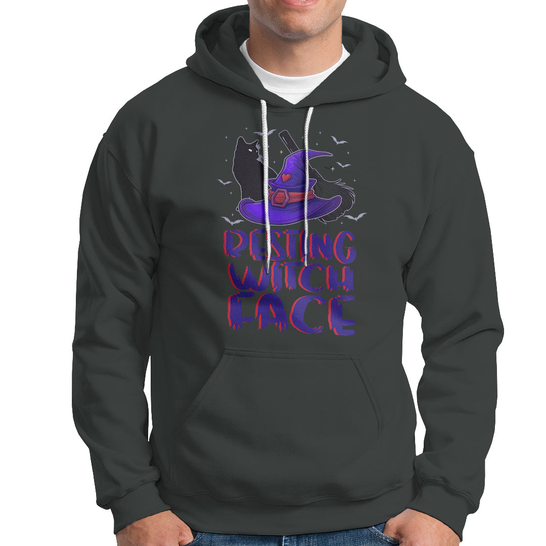 Funny Witch Hoodie Resting Witch Face With Black Cat - Wonder Print Shop