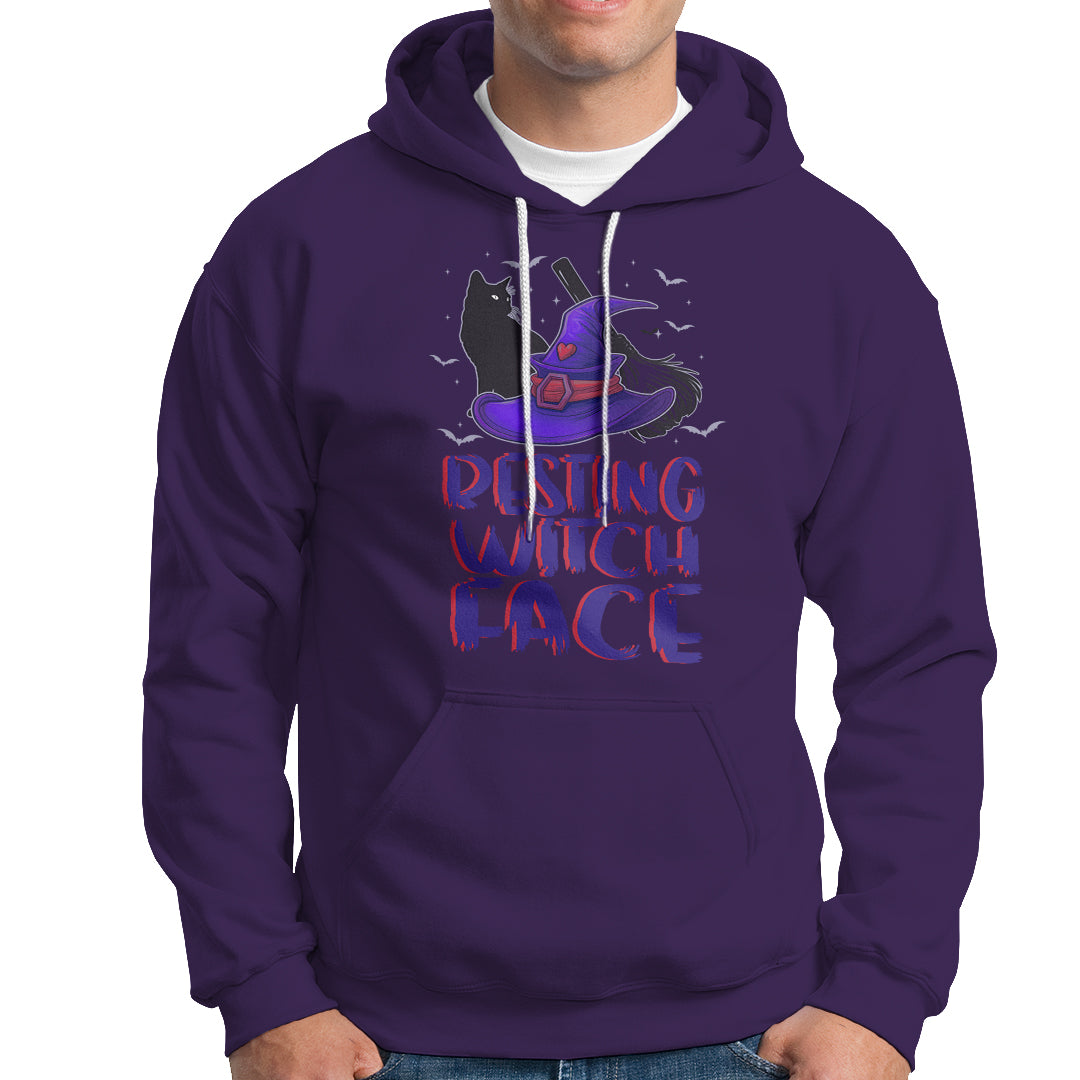 Funny Witch Hoodie Resting Witch Face With Black Cat - Wonder Print Shop