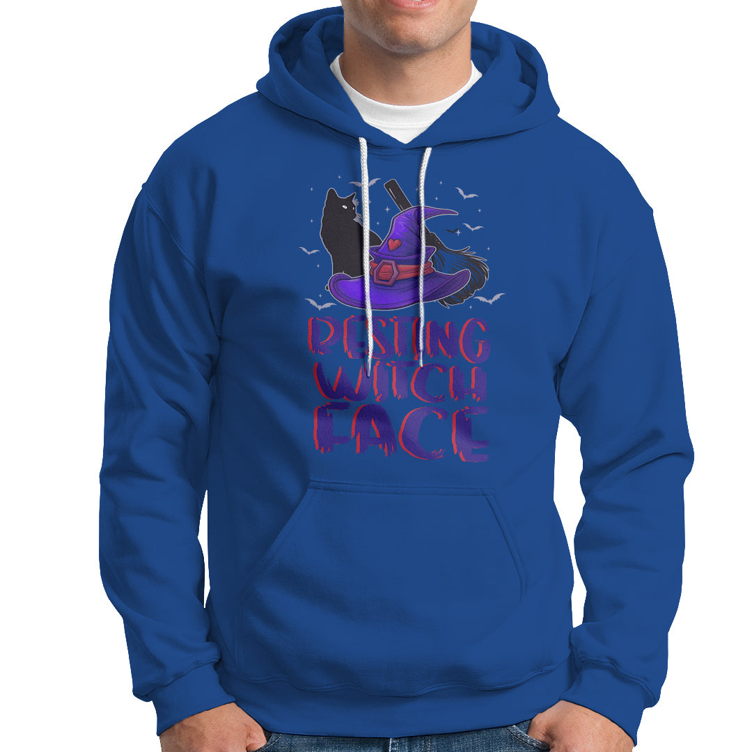 Funny Witch Hoodie Resting Witch Face With Black Cat - Wonder Print Shop