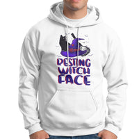 Funny Witch Hoodie Resting Witch Face With Black Cat - Wonder Print Shop