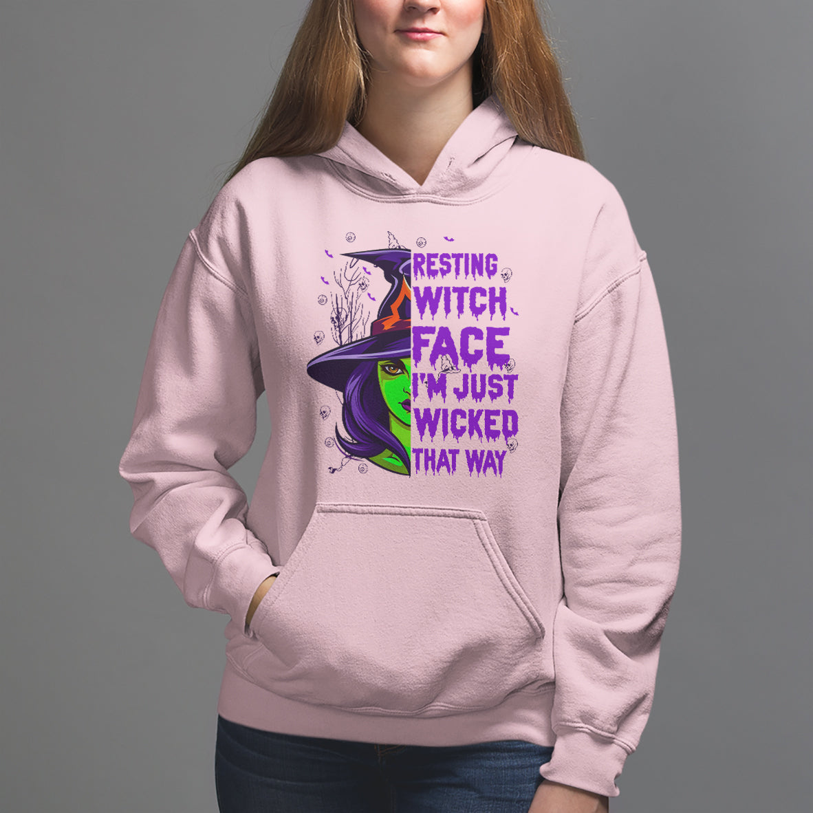 Halloween Witch Hoodie Resting Witch Face I'm Just Wicked That Way - Wonder Print Shop