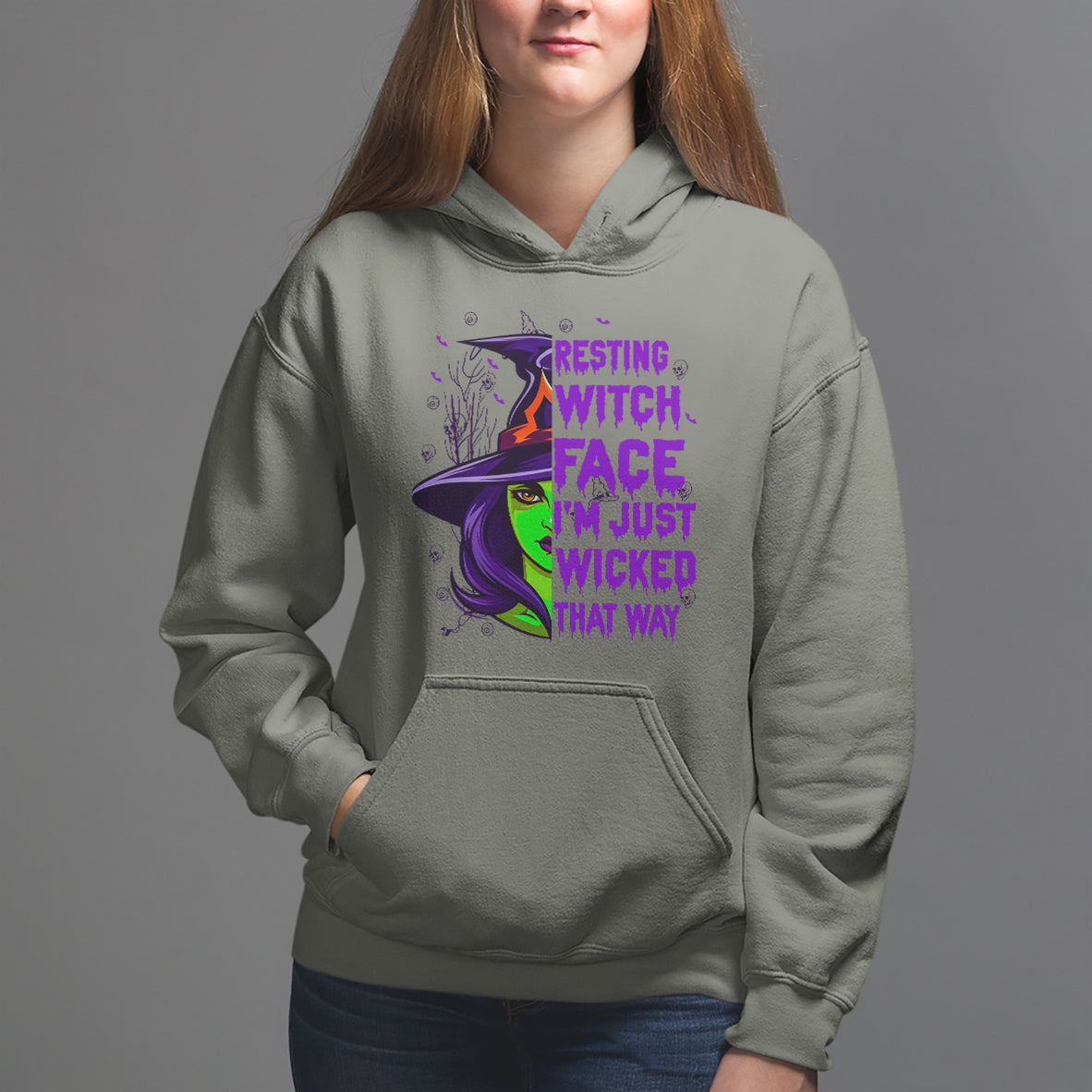 Halloween Witch Hoodie Resting Witch Face I'm Just Wicked That Way - Wonder Print Shop
