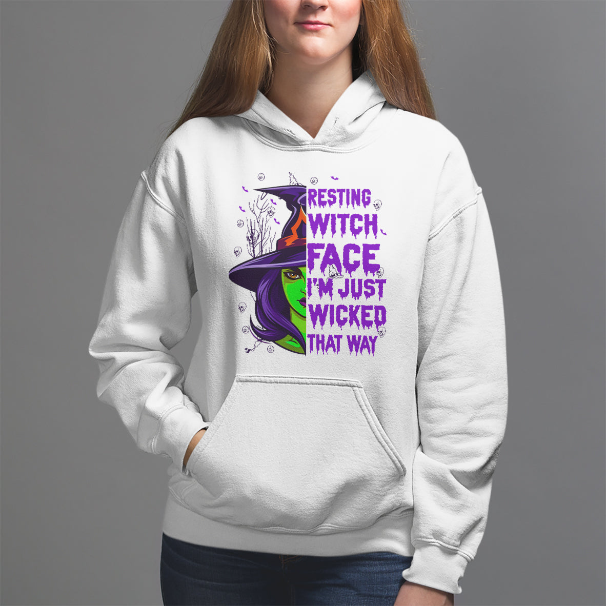 Halloween Witch Hoodie Resting Witch Face I'm Just Wicked That Way - Wonder Print Shop