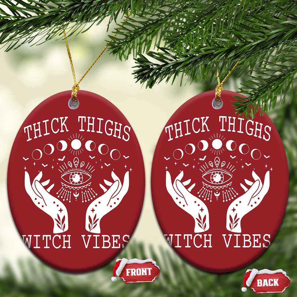 Thick Thighs Witch Vibes Christmas Ornament Celestial Witchcraft Moon Phases - Wonder Print Shop