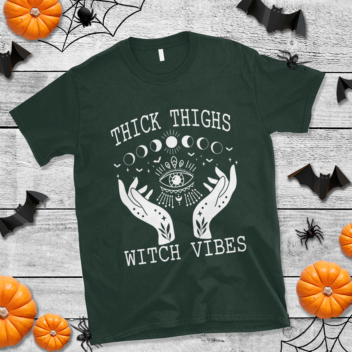 Thick Thighs Witch Vibes Celestial Witchcraft Moon Phases T Shirt - Wonder Print Shop