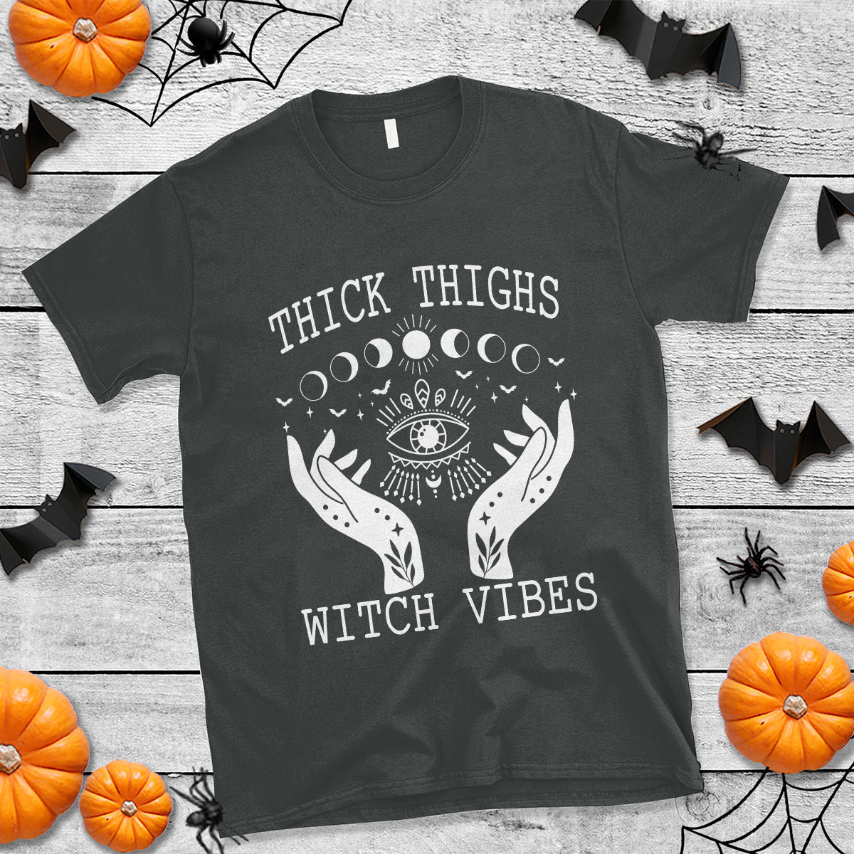 Thick Thighs Witch Vibes Celestial Witchcraft Moon Phases T Shirt - Wonder Print Shop