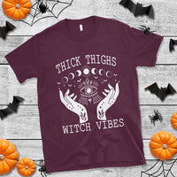 Thick Thighs Witch Vibes Celestial Witchcraft Moon Phases T Shirt - Wonder Print Shop