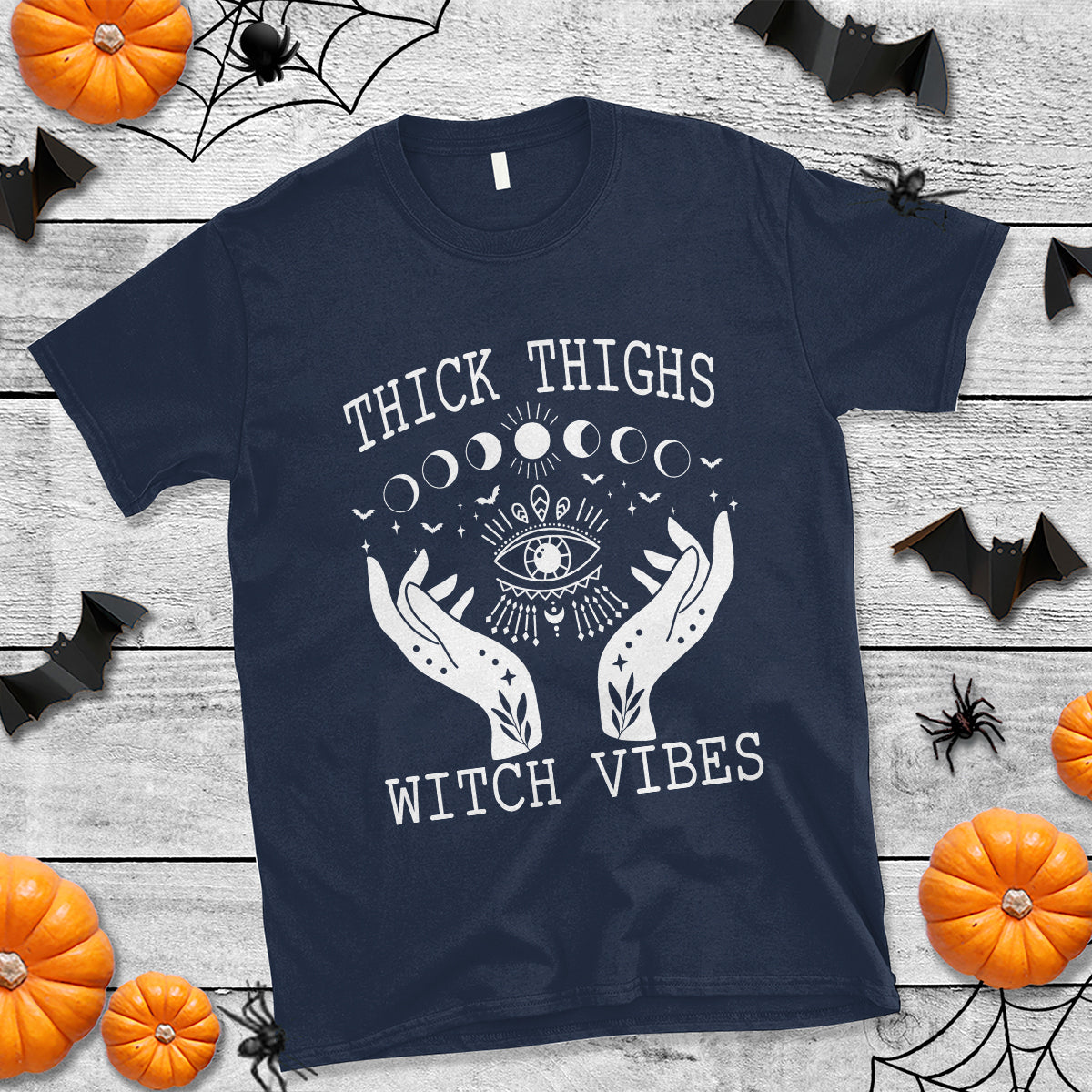 Thick Thighs Witch Vibes Celestial Witchcraft Moon Phases T Shirt - Wonder Print Shop