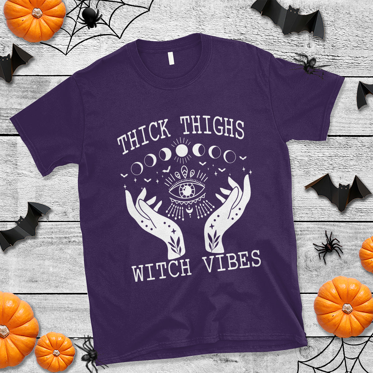 Thick Thighs Witch Vibes Celestial Witchcraft Moon Phases T Shirt - Wonder Print Shop
