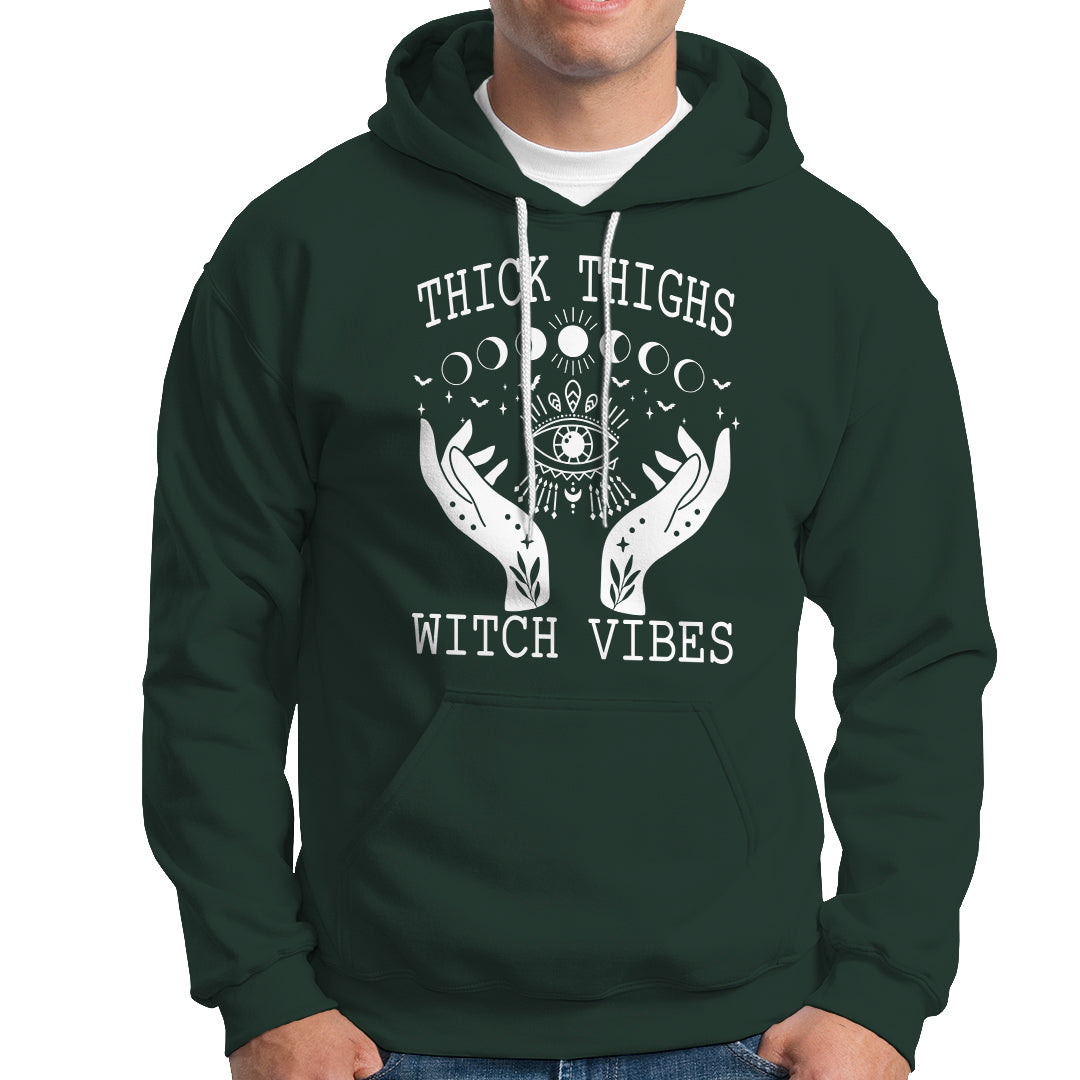 Thick Thighs Witch Vibes Celestial Witchcraft Moon Phases Hoodie - Wonder Print Shop