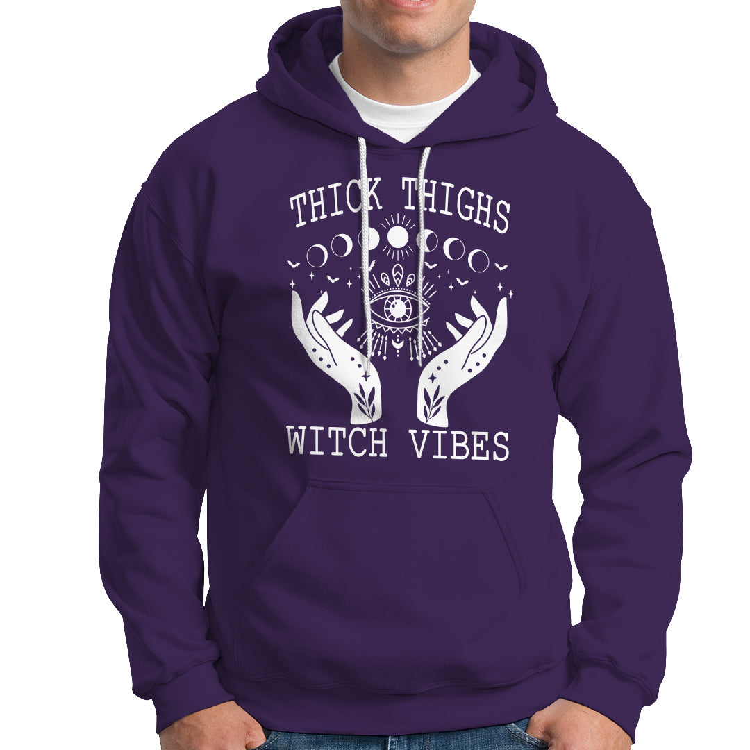 Thick Thighs Witch Vibes Celestial Witchcraft Moon Phases Hoodie - Wonder Print Shop