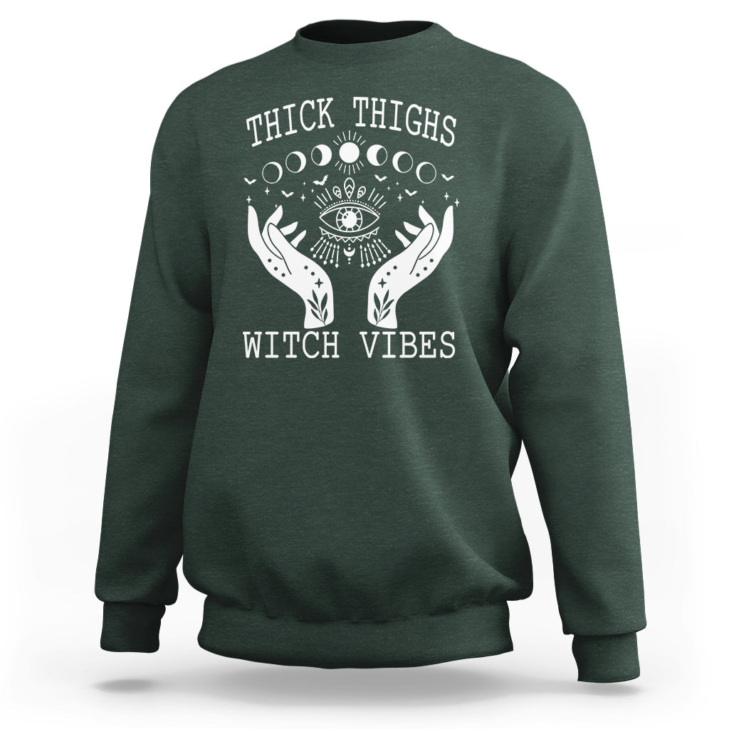 Thick Thighs Witch Vibes Celestial Witchcraft Moon Phases Sweatshirt - Wonder Print Shop