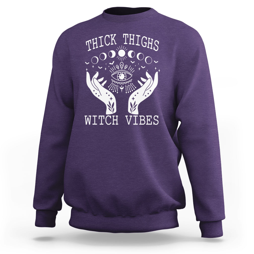 Thick Thighs Witch Vibes Celestial Witchcraft Moon Phases Sweatshirt - Wonder Print Shop