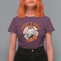 Halloween Skating Boo Sheet T Shirt For Women Creep It Real Ghost Fall Season Retro Vintage - Wonder Print Shop