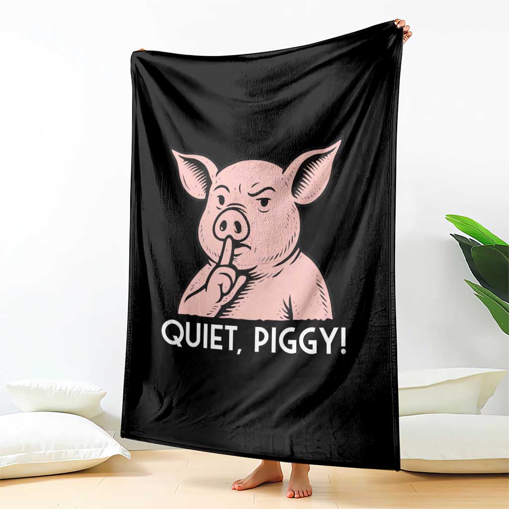 Quiet Piggy Funny Shushing Pig Throw Blanket Funny Political Satire Cute Cartoon Animal Humor - Wonder Print Shop