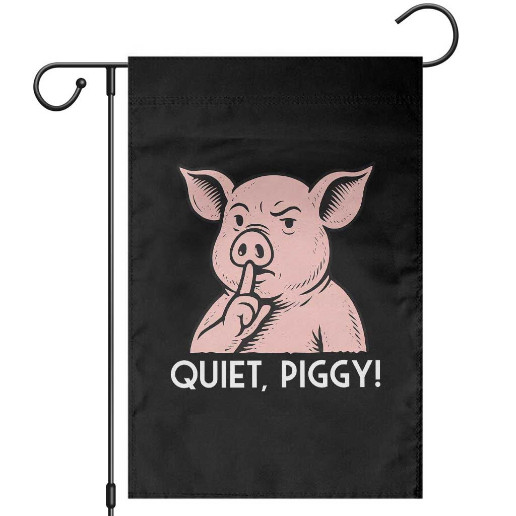 Quiet Piggy Funny Shushing Pig Garden Flag Funny Political Satire Cute Cartoon Animal Humor - Wonder Print Shop