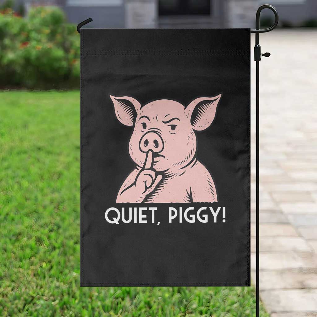 Quiet Piggy Funny Shushing Pig Garden Flag Funny Political Satire Cute Cartoon Animal Humor - Wonder Print Shop