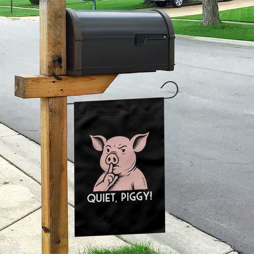 Quiet Piggy Funny Shushing Pig Garden Flag Funny Political Satire Cute Cartoon Animal Humor - Wonder Print Shop