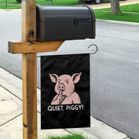 Quiet Piggy Funny Shushing Pig Garden Flag Funny Political Satire Cute Cartoon Animal Humor - Wonder Print Shop
