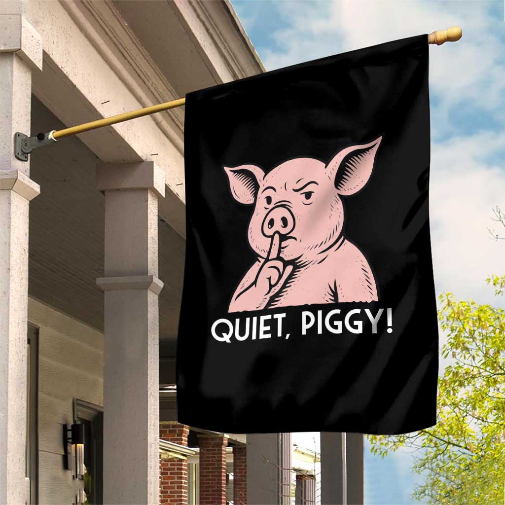 Quiet Piggy Funny Shushing Pig Garden Flag Funny Political Satire Cute Cartoon Animal Humor - Wonder Print Shop