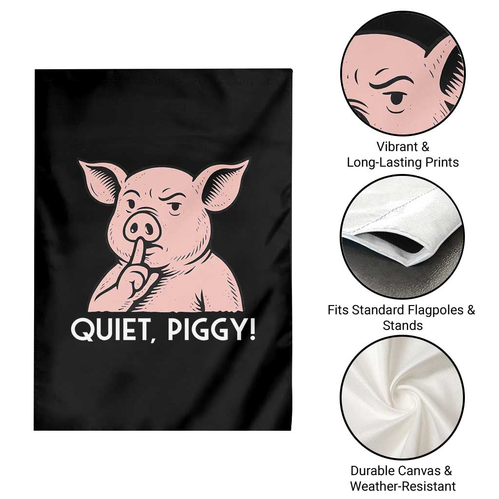 Quiet Piggy Funny Shushing Pig Garden Flag Funny Political Satire Cute Cartoon Animal Humor - Wonder Print Shop