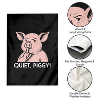 Quiet Piggy Funny Shushing Pig Garden Flag Funny Political Satire Cute Cartoon Animal Humor - Wonder Print Shop