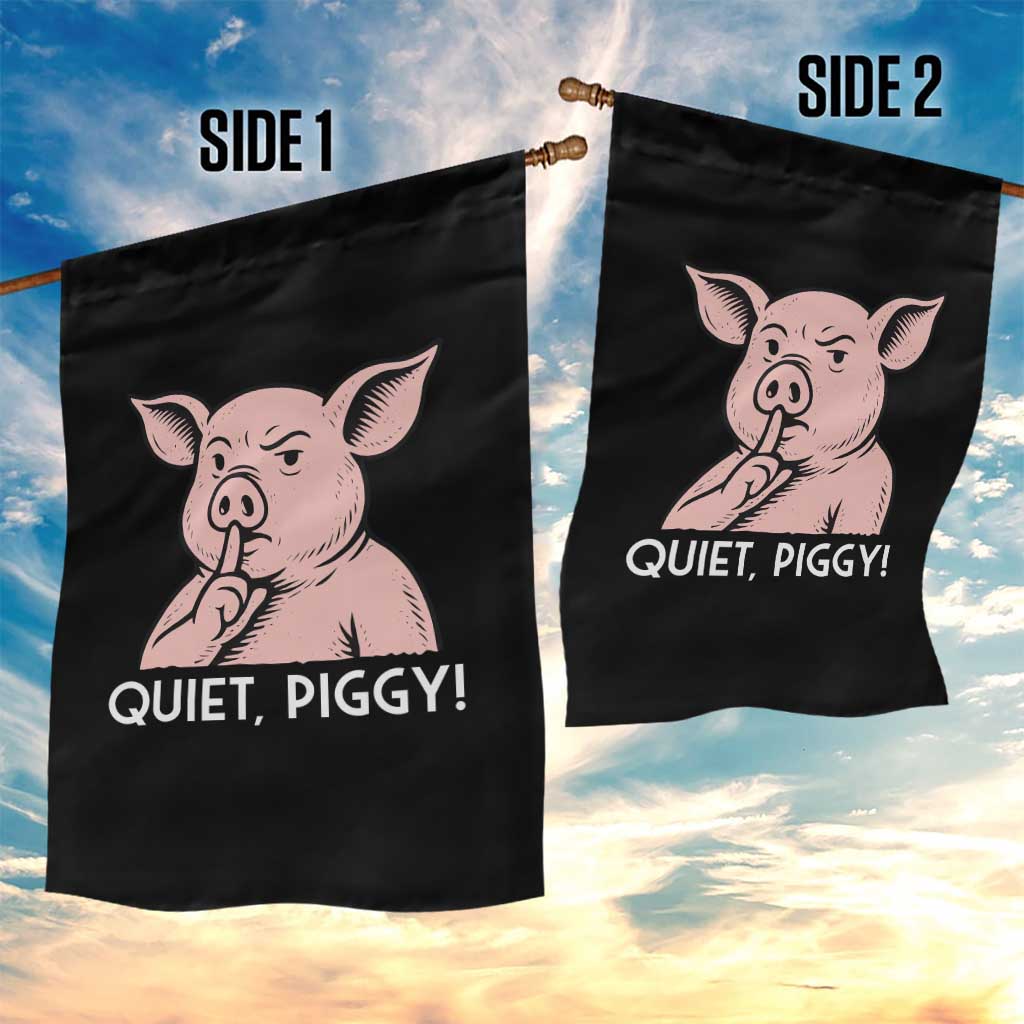 Quiet Piggy Funny Shushing Pig Garden Flag Funny Political Satire Cute Cartoon Animal Humor - Wonder Print Shop