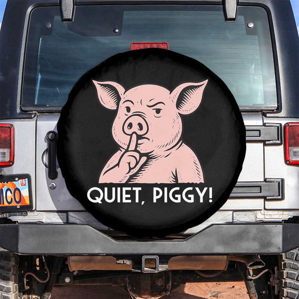 Quiet Piggy Funny Shushing Pig Spare Tire Cover Funny Political Satire Cute Cartoon Animal Humor - Wonder Print Shop