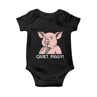 Quiet Piggy Funny Shushing Pig Baby Onesie Funny Political Satire Cute Cartoon Animal Humor - Wonder Print Shop