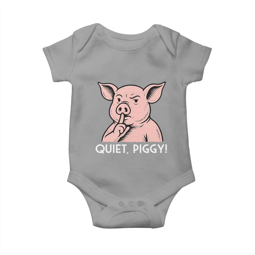 Quiet Piggy Funny Shushing Pig Baby Onesie Funny Political Satire Cute Cartoon Animal Humor - Wonder Print Shop