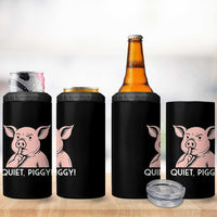 Quiet Piggy Funny Shushing Pig 4 in 1 Can Cooler Tumbler Funny Political Satire Cute Cartoon Animal Humor - Wonder Print Shop