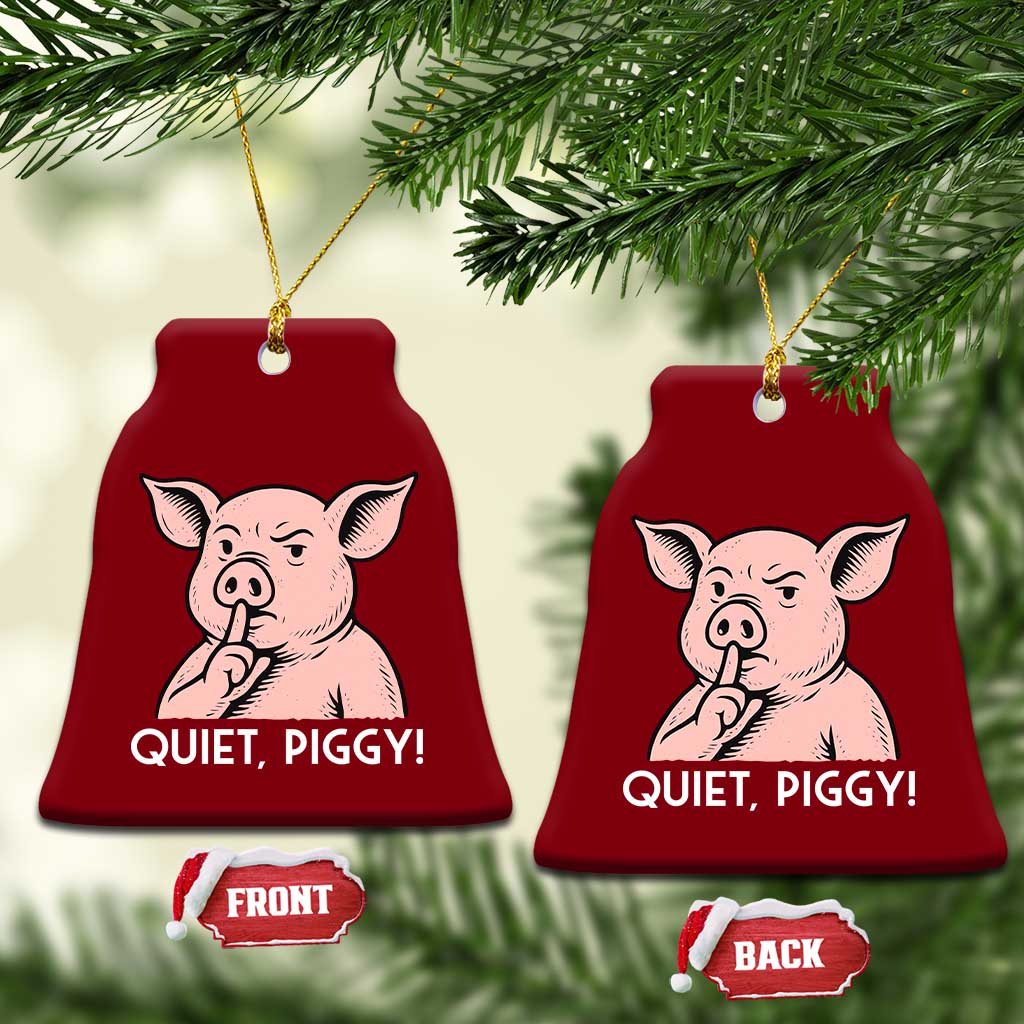 Quiet Piggy Funny Shushing Pig Ceramic Ornament Funny Political Satire Cute Cartoon Animal Humor - Wonder Print Shop