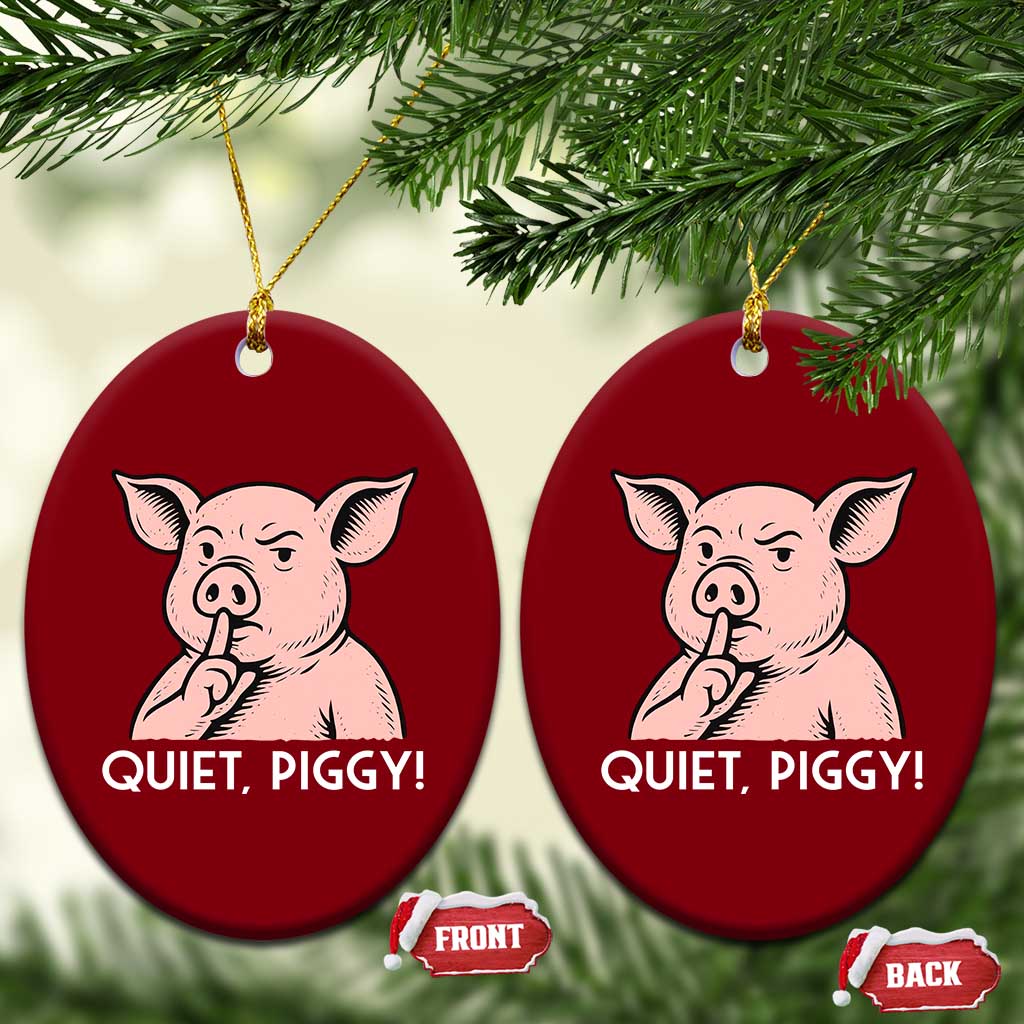 Quiet Piggy Funny Shushing Pig Ceramic Ornament Funny Political Satire Cute Cartoon Animal Humor - Wonder Print Shop