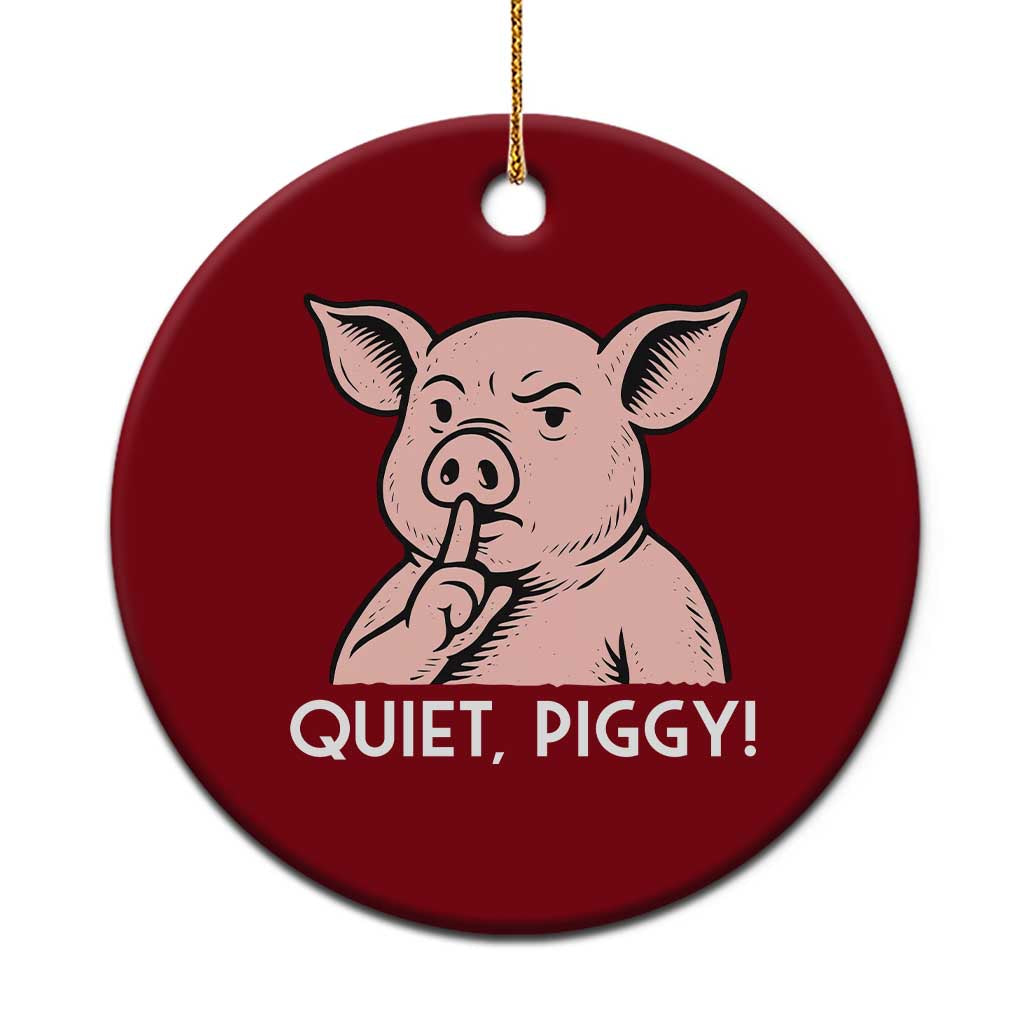 Quiet Piggy Funny Shushing Pig Ceramic Ornament Funny Political Satire Cute Cartoon Animal Humor - Wonder Print Shop