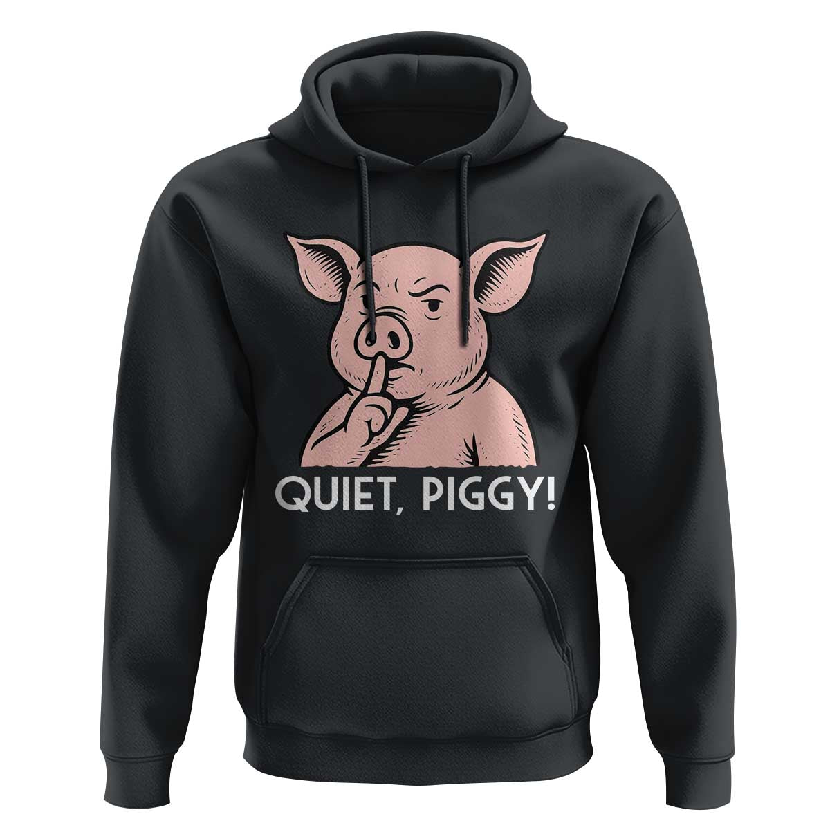 Quiet Piggy Funny Shushing Pig Hoodie Funny Political Satire Cute Cartoon Animal Humor - Wonder Print Shop