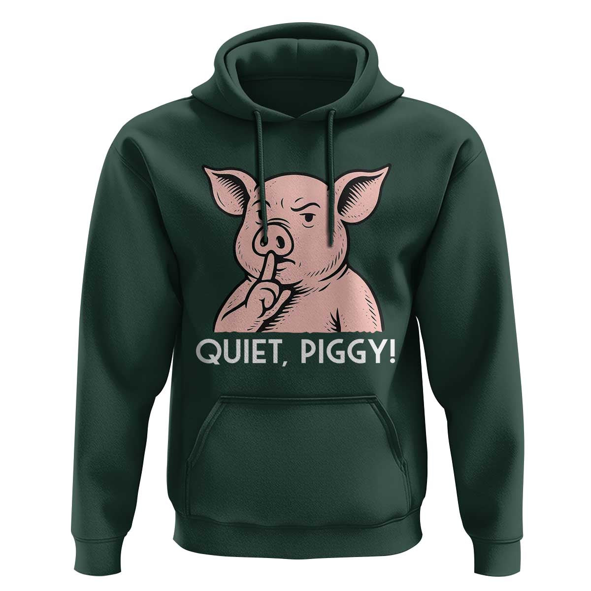 Quiet Piggy Funny Shushing Pig Hoodie Funny Political Satire Cute Cartoon Animal Humor - Wonder Print Shop