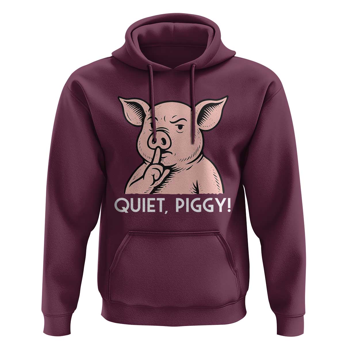 Quiet Piggy Funny Shushing Pig Hoodie Funny Political Satire Cute Cartoon Animal Humor - Wonder Print Shop