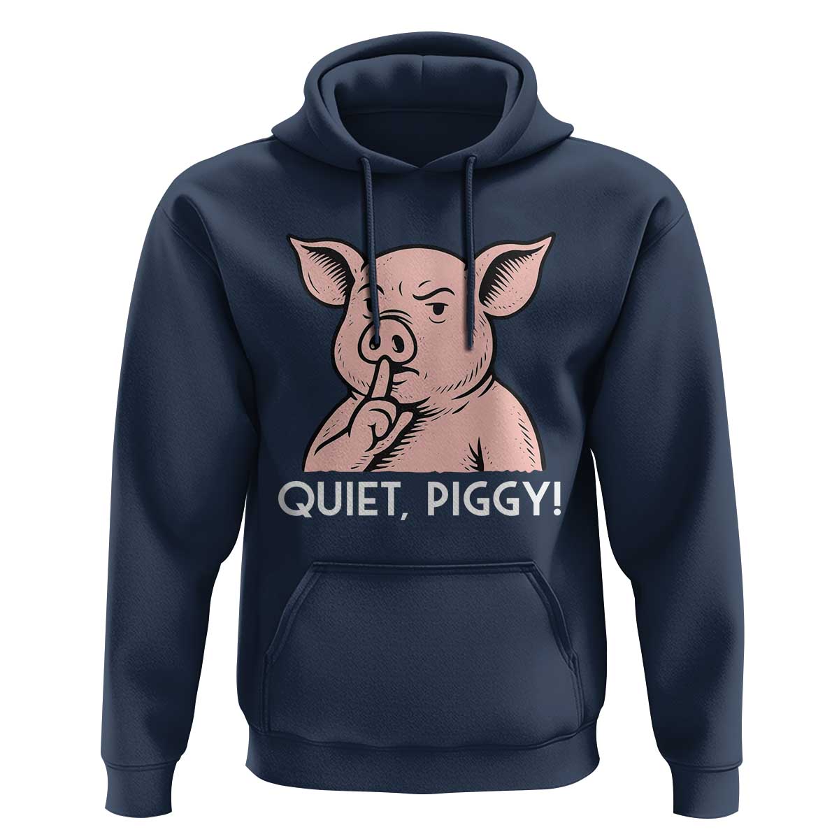 Quiet Piggy Funny Shushing Pig Hoodie Funny Political Satire Cute Cartoon Animal Humor - Wonder Print Shop