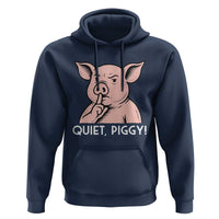 Quiet Piggy Funny Shushing Pig Hoodie Funny Political Satire Cute Cartoon Animal Humor - Wonder Print Shop