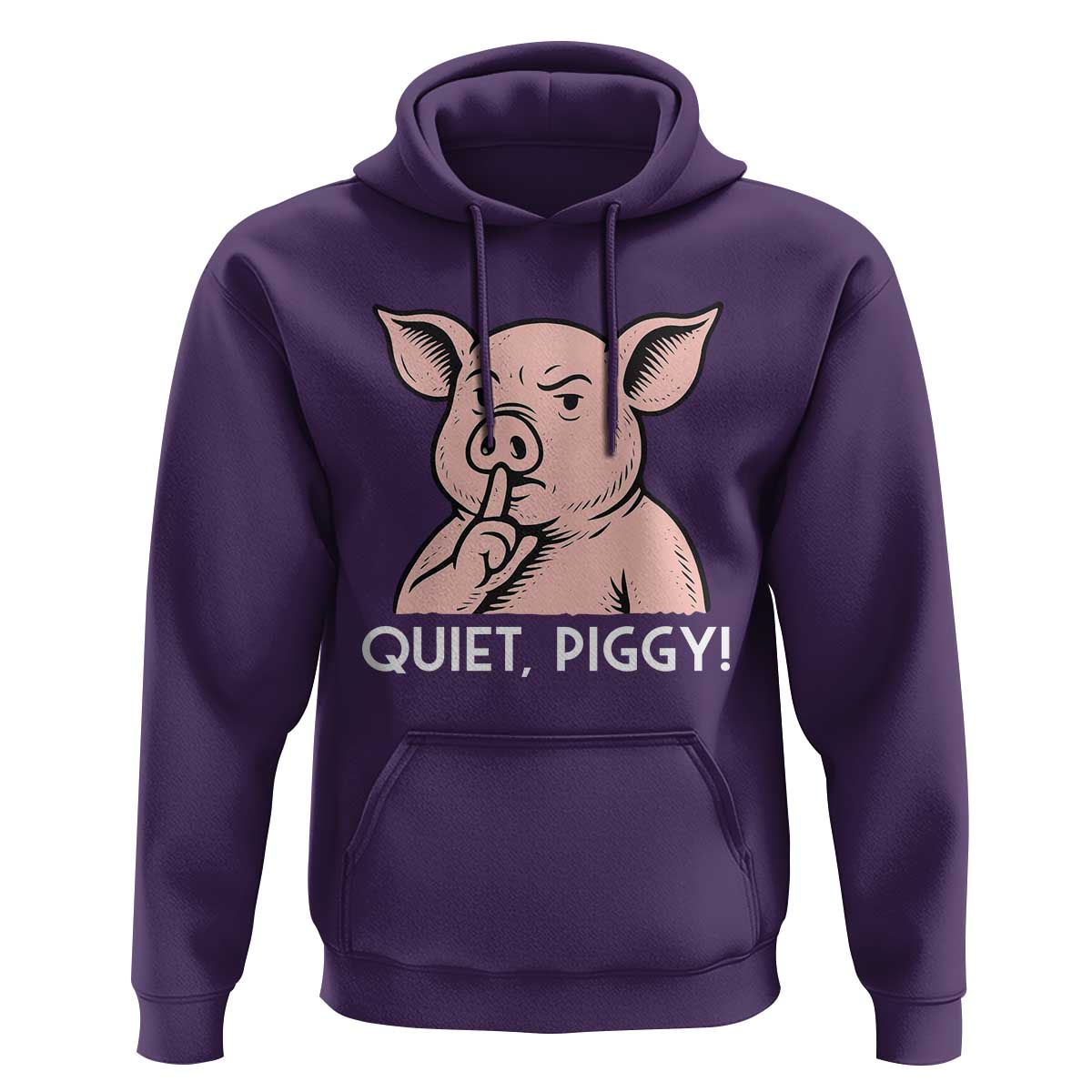 Quiet Piggy Funny Shushing Pig Hoodie Funny Political Satire Cute Cartoon Animal Humor - Wonder Print Shop