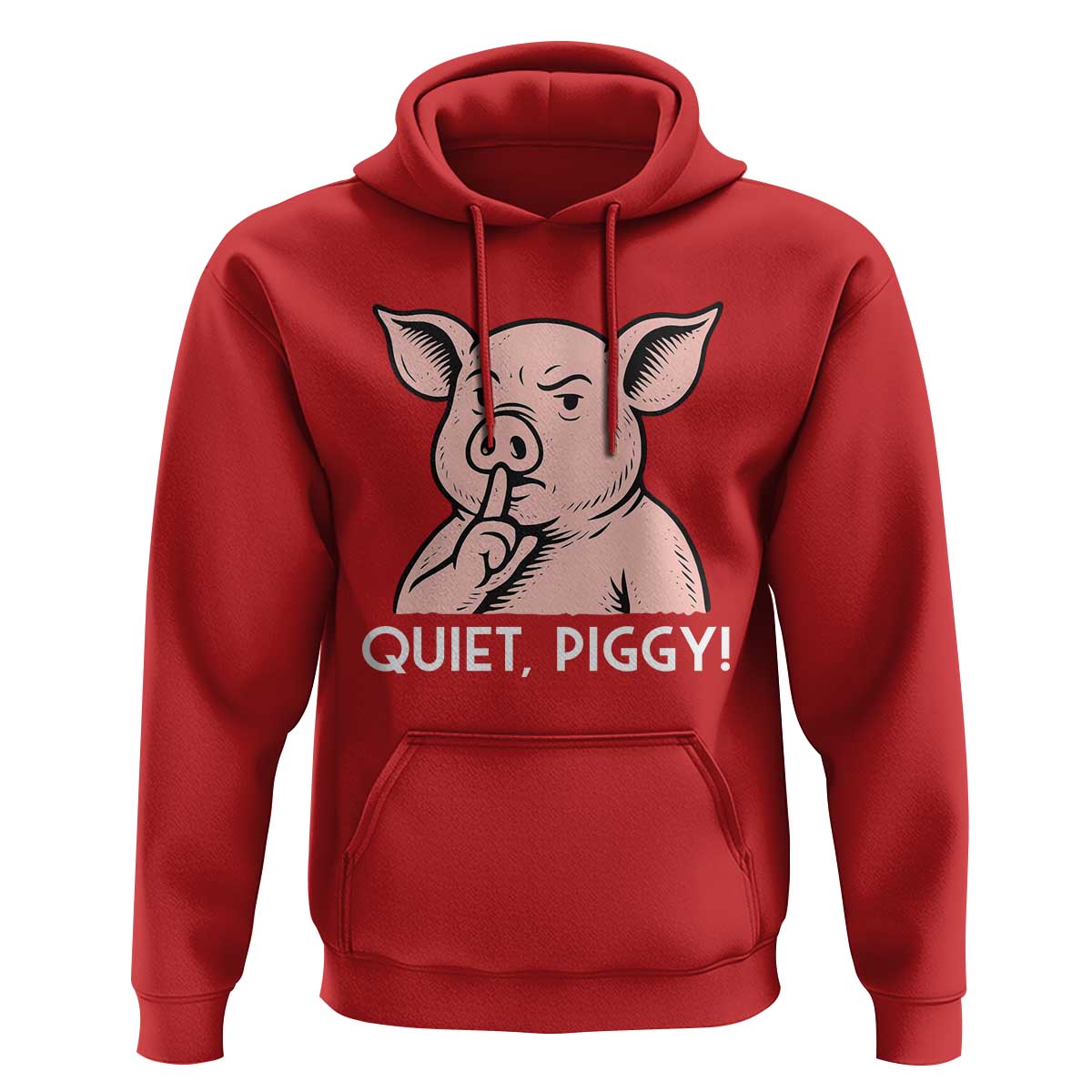 Quiet Piggy Funny Shushing Pig Hoodie Funny Political Satire Cute Cartoon Animal Humor - Wonder Print Shop