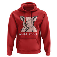 Quiet Piggy Funny Shushing Pig Hoodie Funny Political Satire Cute Cartoon Animal Humor - Wonder Print Shop